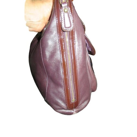 Coach 2011 Kristin Ostrich Embossed Mixed Leather Plum Purple Satchel - Picture 4 of 14